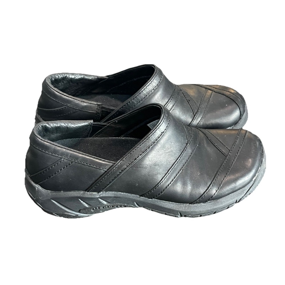 Merrell Womens Black Leather Encore‎ Eclipse 2 Slip On Clogs Size 7.5 1350723